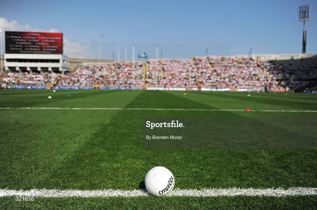 21 September 2008; A general view of a football on the halfway line before the game. ESB GAA Football All-Ireland Minor Championship Final, Tyrone v Mayo, Croke Park, Dublin. Picture credit: Brendan Moran / SPORTSFILE