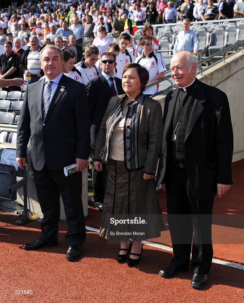 21 September 2008; Dr Dermot Clifford, Archbishop of Cashel and Emly and patron of the GAA with President of the GAA, Nickey Brennan and his wife Mairead, before making their way to their seats before the game. ESB GAA Football All-Ireland Minor Championship Final, Tyrone v Mayo, Croke Park, Dublin. Picture credit: Brendan Moran / SPORTSFILE