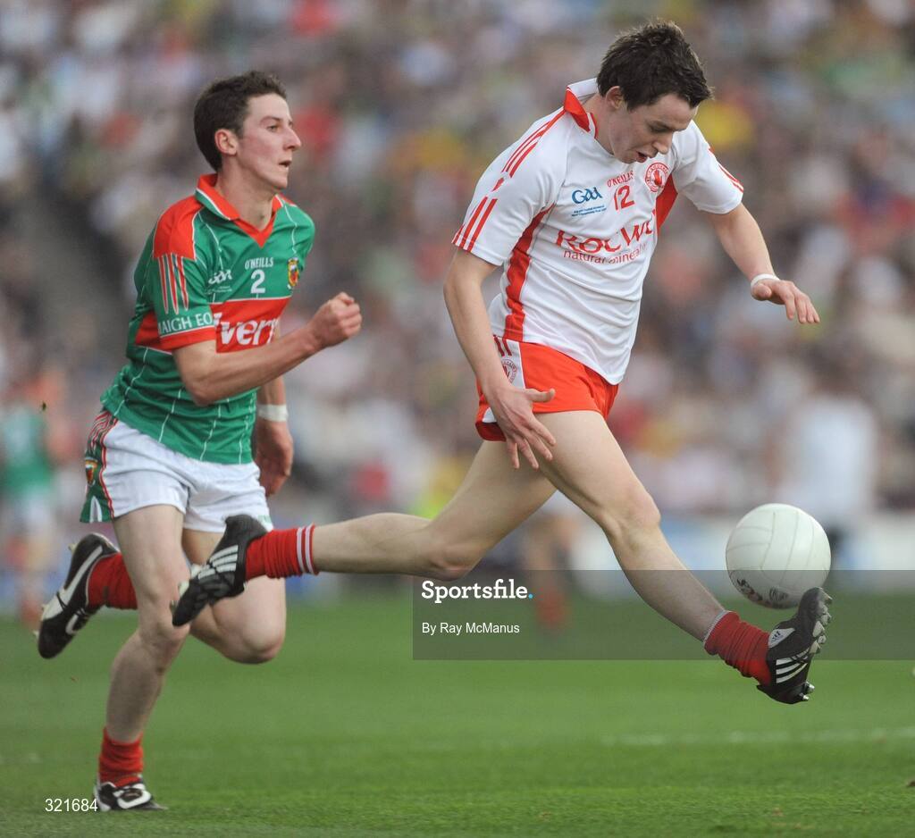 21 September 2008; Matthew Donnelly, Tyrone, in action against David Dolan, Mayo. ESB GAA Football All-Ireland Minor Championship Final, Tyrone v Mayo, Croke Park, Dublin. Picture credit: Ray McManus / SPORTSFILE