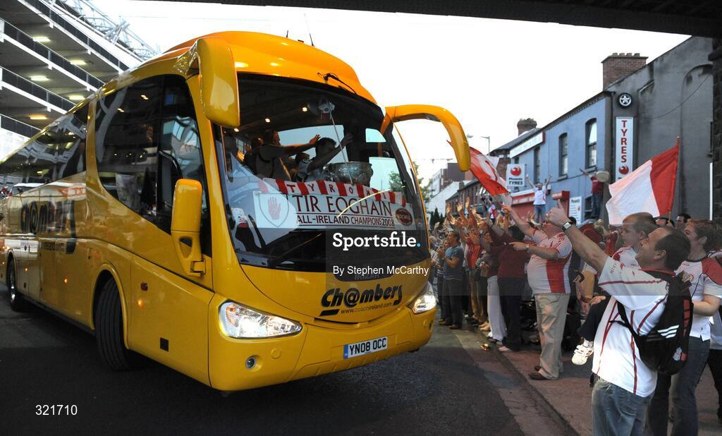 21 September 2008; The Tyrone team bus travels down Jones road en-route to the team hotel. GAA Football All-Ireland Senior Championship Final, Kerry v Tyrone, Croke Park, Dublin. Picture credit: Stephen McCarthy / SPORTSFILE