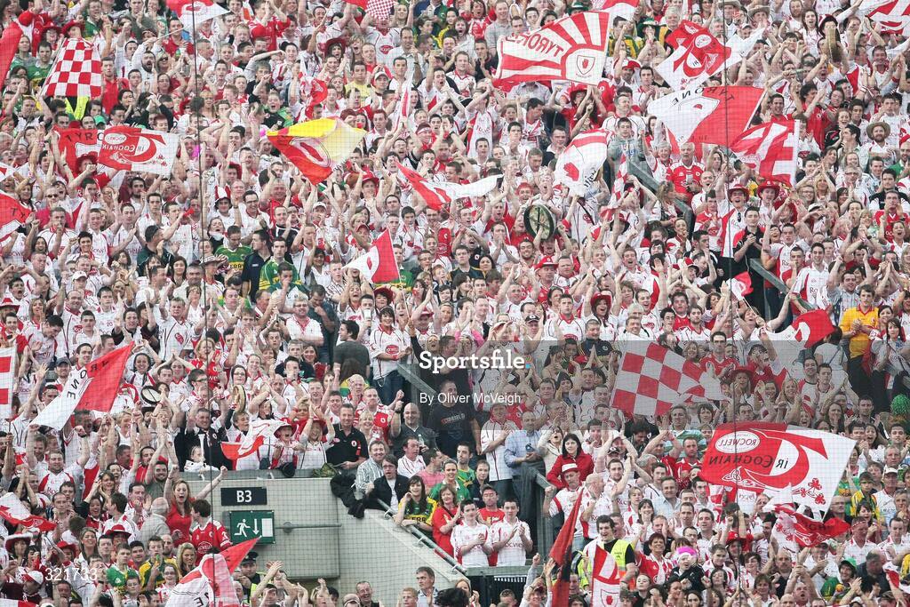 21 September 2008; Tyrone fans on Hill 16. GAA Football All-Ireland Senior Championship Final, Kerry v Tyrone, Croke Park, Dublin. Picture credit: Oliver McVeigh / SPORTSFILE