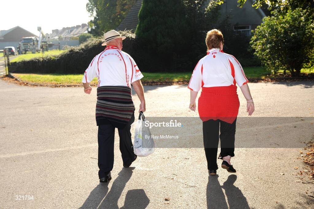 21 September 2008; Tyrone supporters Pat and Rosebelle O'Donnell, from Omagh, arrive for the game. GAA Football All-Ireland Senior Championship Final, Kerry v Tyrone, Croke Park, Dublin. Picture credit: Ray McManus / SPORTSFILE