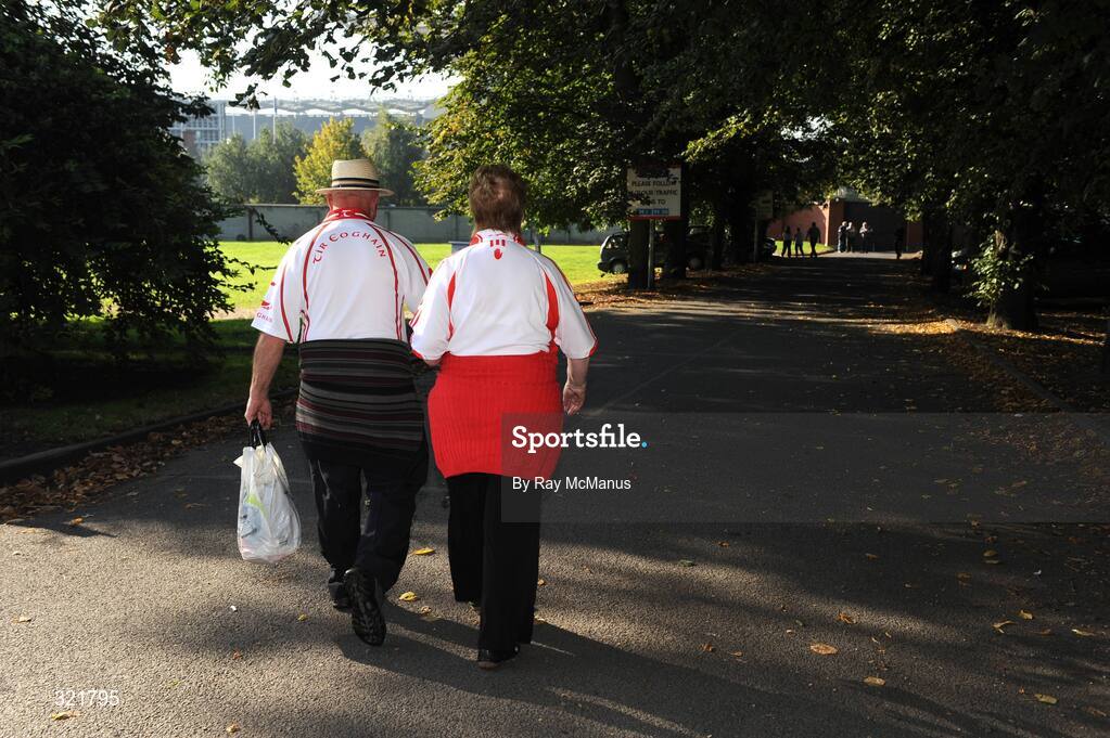 21 September 2008; Tyrone supporters Pat and Rosebelle O'Donnell, from Omagh, arrive for the game. GAA Football All-Ireland Senior Championship Final, Kerry v Tyrone, Croke Park, Dublin. Picture credit: Ray McManus / SPORTSFILE