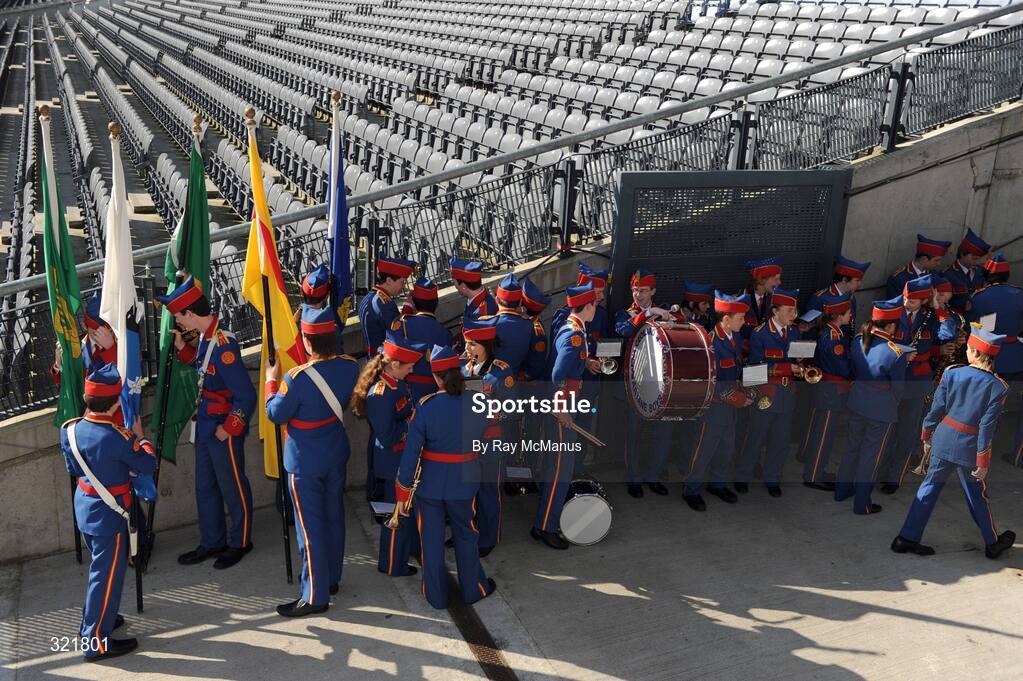 21 September 2008; Members of the Artane School of Music band assemble before the stadium opened. GAA Football All-Ireland Senior Championship Final, Kerry v Tyrone, Croke Park, Dublin. Picture credit: Ray McManus / SPORTSFILE