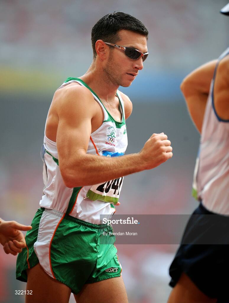 22 August 2008; Jamie Costin, 2047, Ireland, in action during the Men's 50km Walk Final. Beijing 2008 - Games of the XXIX Olympiad, National Stadium, Olympic Green, Beijing, China. Picture credit: Brendan Moran / SPORTSFILE
