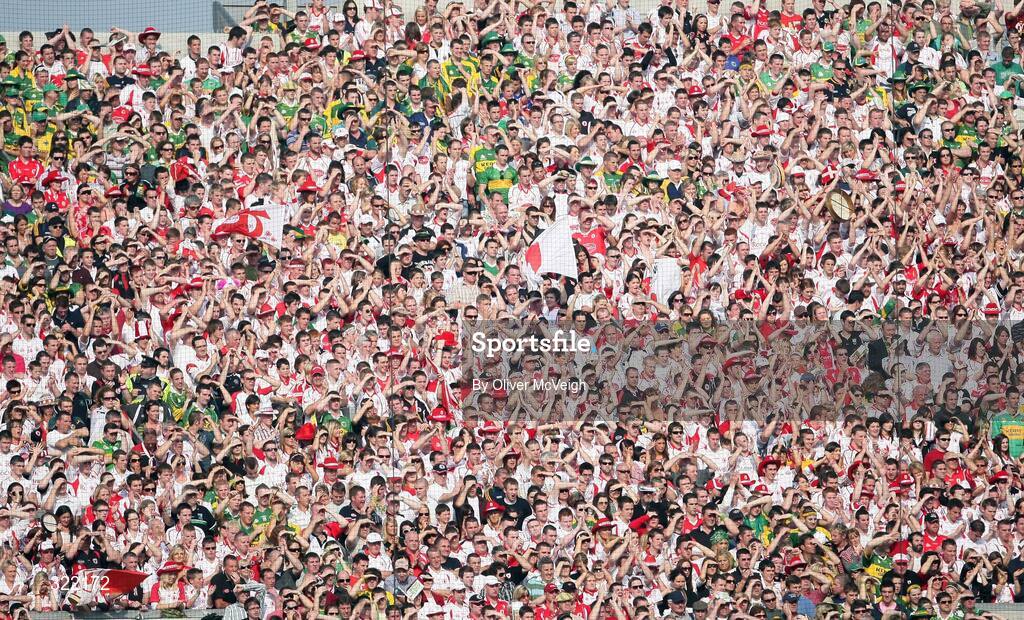 21 September 2008; The Tyrone fans on Hill 16. GAA Football All-Ireland Senior Championship Final, Kerry v Tyrone, Croke Park, Dublin. Picture credit: Oliver McVeigh / SPORTSFILE
