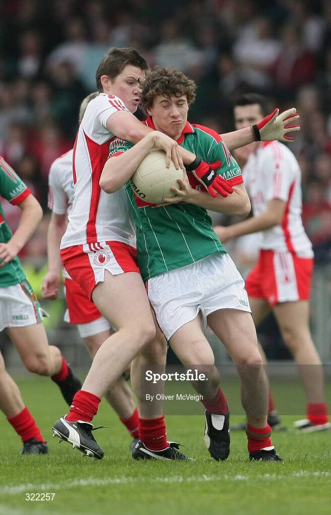 27 September 2008; Eoin Reilly, Mayo, in action against Ruari Keenan, Tyrone. ESB GAA Football All-Ireland Minor Championship Final Replay, Tyrone v Mayo, Pearse Park, Longford. Picture credit: Oliver McVeigh / SPORTSFILE