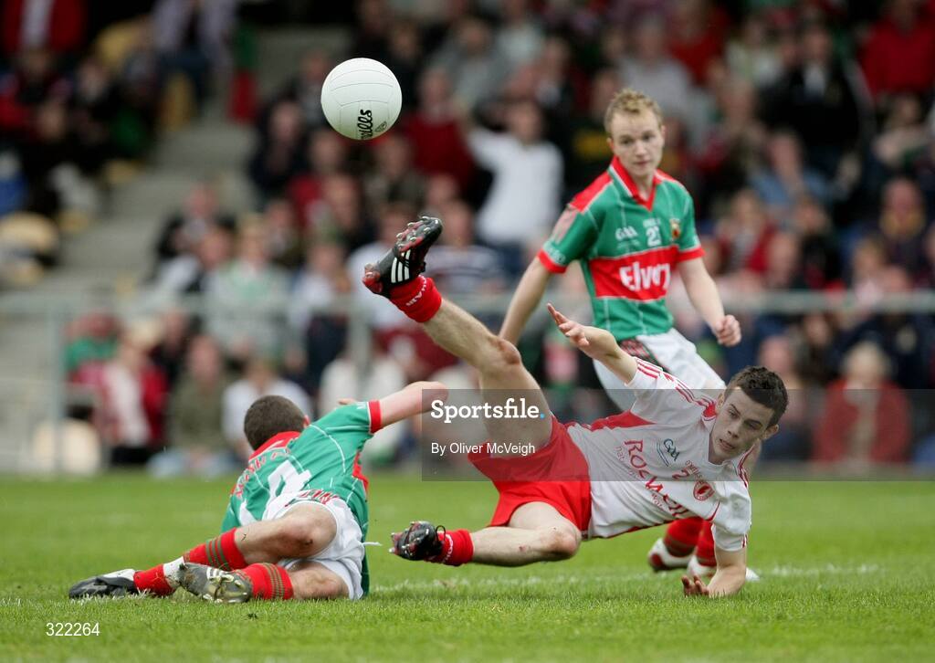 27 September 2008; Aidan Walsh, Mayo, in action against Finbar McQuaid, Tyrone. ESB GAA Football All-Ireland Minor Championship Final Replay, Tyrone v Mayo, Pearse Park, Longford. Picture credit: Oliver McVeigh / SPORTSFILE