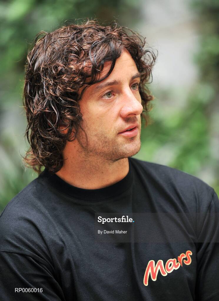 24 September 2008; Irish soccer international Stephen Hunt, along with athletics hero Eamonn Coghlan and top GAA star Alan Brogan at the launch of the MARS Work - Rest - Play survey in Dublin. The Mars 'Work - Rest -  Play' survey gives insight into the lives of Irish athletes both professional and amateur. Over thirty athletes from various codes including Rugby, Soccer, Gaelic Football, Hurling, Cycling and Athletics took part, revealing how both current and past sports stars train and workout, the importance of rest within their training regime, and how they like to chill out or play on those rare occasions they have down time! Wilson Hartnell Public Relations, Ely Place, Dublin. Picture credit: David Maher / SPORTSFILE