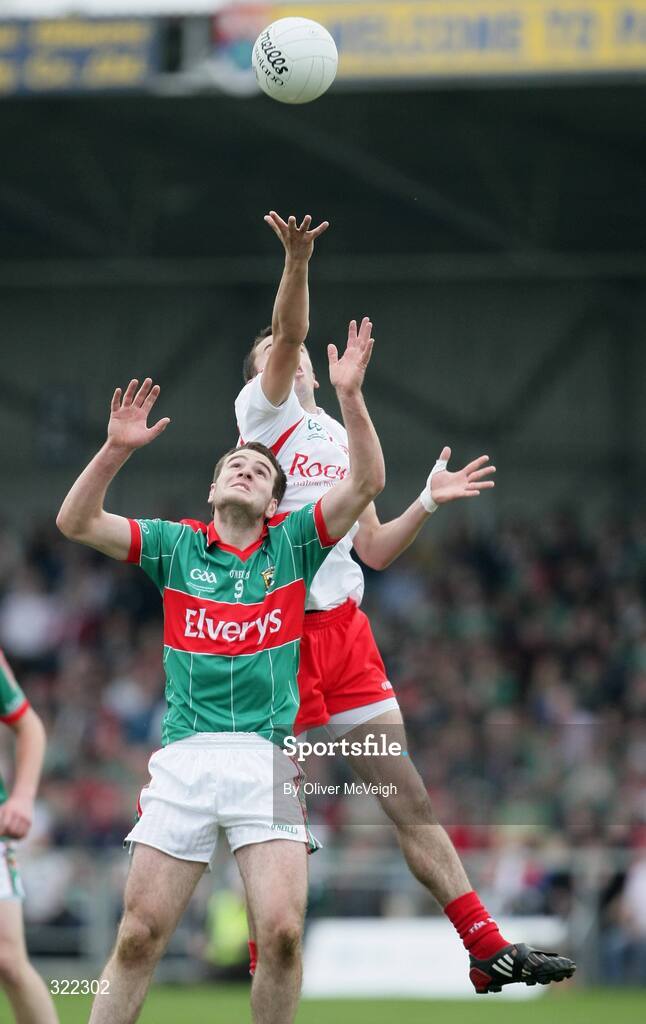 27 September 2008; Kyle Coney, Tyrone, in action against Ger McDonagh, Mayo. ESB GAA Football All-Ireland Minor Championship Final Replay, Tyrone v Mayo, Pearse Park, Longford. Picture credit: Oliver McVeigh / SPORTSFILE