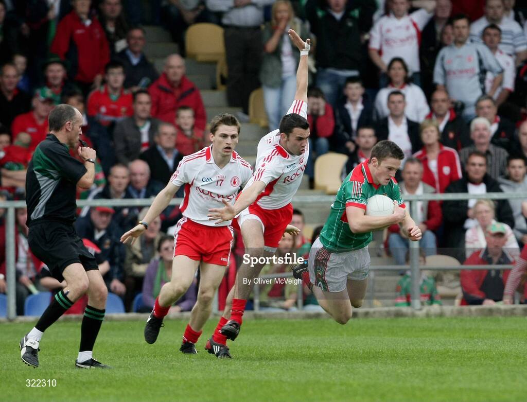 27 September 2008; Dean Gavin, Mayo, in action against Kyle Coney, Tyrone. ESB GAA Football All-Ireland Minor Championship Final Replay, Tyrone v Mayo, Pearse Park, Longford. Picture credit: Oliver McVeigh / SPORTSFILE