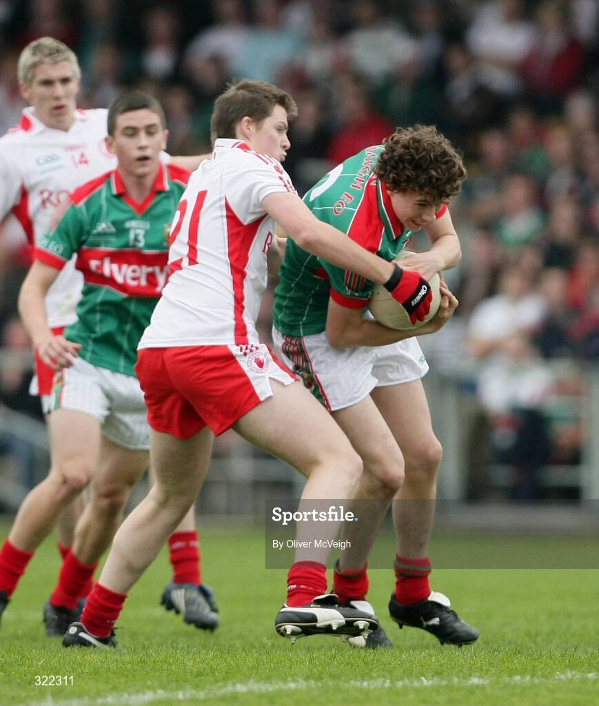27 September 2008; Eoin Reilly, Mayo, in action against Ruari Keenan, Tyrone. ESB GAA Football All-Ireland Minor Championship Final Replay, Tyrone v Mayo, Pearse Park, Longford. Picture credit: Oliver McVeigh / SPORTSFILE