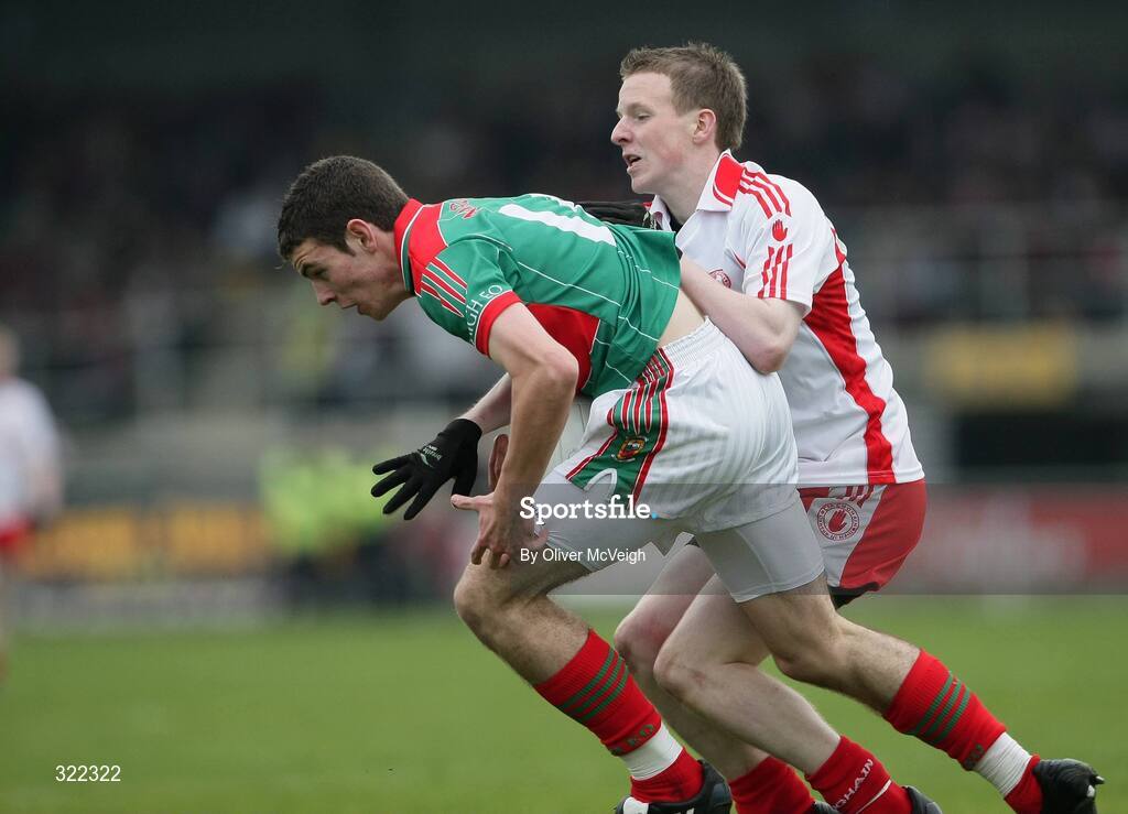 27 September 2008; Aidan Walsh, Mayo, in action against Stephen MacRory, Tyrone. ESB GAA Football All-Ireland Minor Championship Final Replay, Tyrone v Mayo, Pearse Park, Longford. Picture credit: Oliver McVeigh / SPORTSFILE