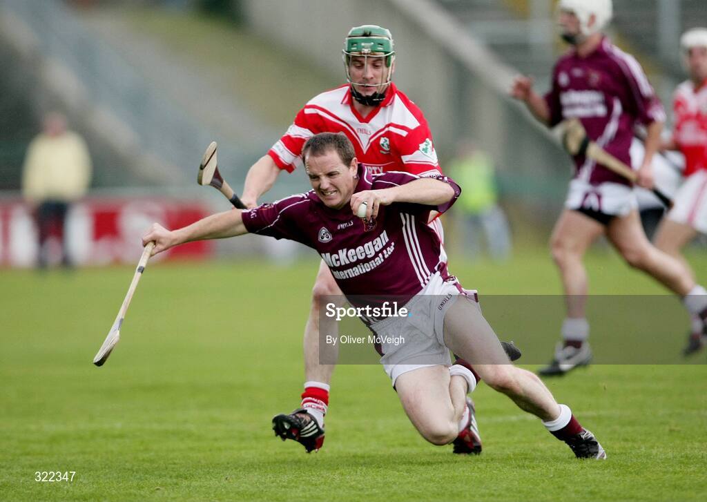 28 September 2008; Aidan Delargy, Cushendalls Ruairi Og's, in action against Paddy Gillan, Loughgiel Shamrocks. Antrim County Senior Hurling Final, Cushendalls Ruairi Og's v Loughgiel Shamrocks, Casement Park, Belfast, Co. Antrim. Picture credit: Oliver McVeigh / SPORTSFILE