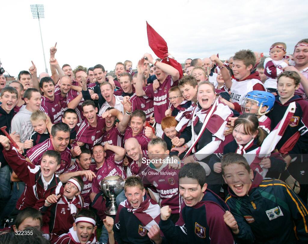 28 September 2008; Cushendalls Ruairi Og's players and supporters celebrate with the cup after the game. Antrim County Senior Hurling Final, Cushendalls Ruairi Og's v Loughgiel Shamrocks, Casement Park, Belfast, Co. Antrim. Picture credit: Oliver McVeigh / SPORTSFILE