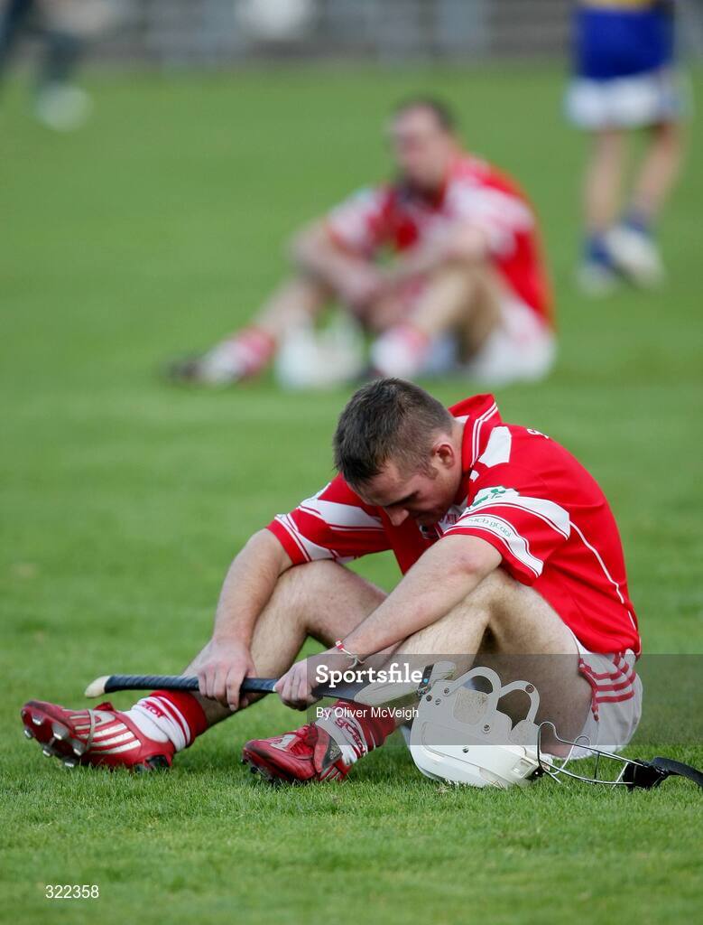 28 September 2008; A dejected Declan Laverty, Loughgiel Shamrocks, after the game. Antrim County Senior Hurling Final, Cushendalls Ruairi Og's v Loughgiel Shamrocks, Casement Park, Belfast, Co. Antrim. Picture credit: Oliver McVeigh / SPORTSFILE
