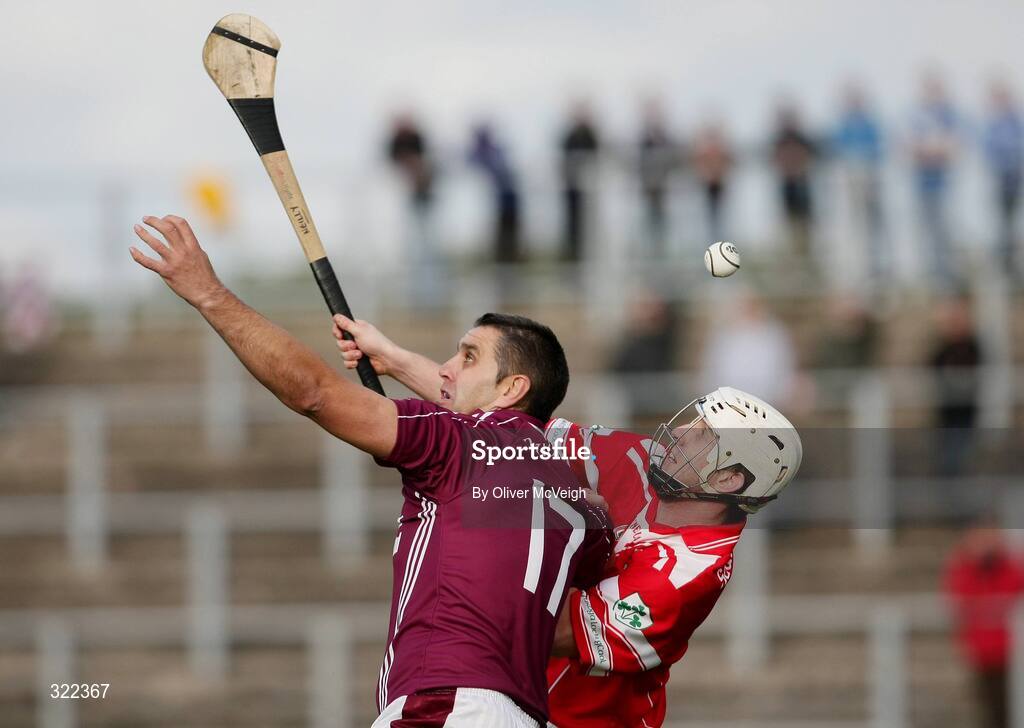 28 September 2008; John Carson, Cushendalls Ruairi Og's, in action against Neil McGarry, Loughgiel Shamrocks. Antrim County Senior Hurling Final, Cushendalls Ruairi Og's v Loughgiel Shamrocks, Casement Park, Belfast, Co. Antrim. Picture credit: Oliver McVeigh / SPORTSFILE