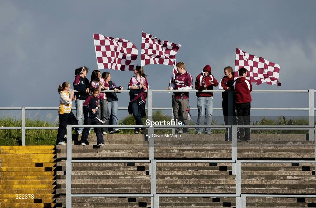 28 September 2008; Cushendalls Ruairi Og's fans waiting for the game to start. Antrim County Senior Hurling Final, Cushendalls Ruairi Og's v Loughgiel Shamrocks, Casement Park, Belfast, Co. Antrim. Picture credit: Oliver McVeigh / SPORTSFILE