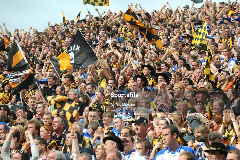 7 September 2008; Kilkenny and Waterford supporters on Hill 16 during the game. GAA Hurling All-Ireland Senior Championship Final, Kilkenny v Waterford, Croke Park, Dublin. Picture credit: Ray McManus / SPORTSFILE