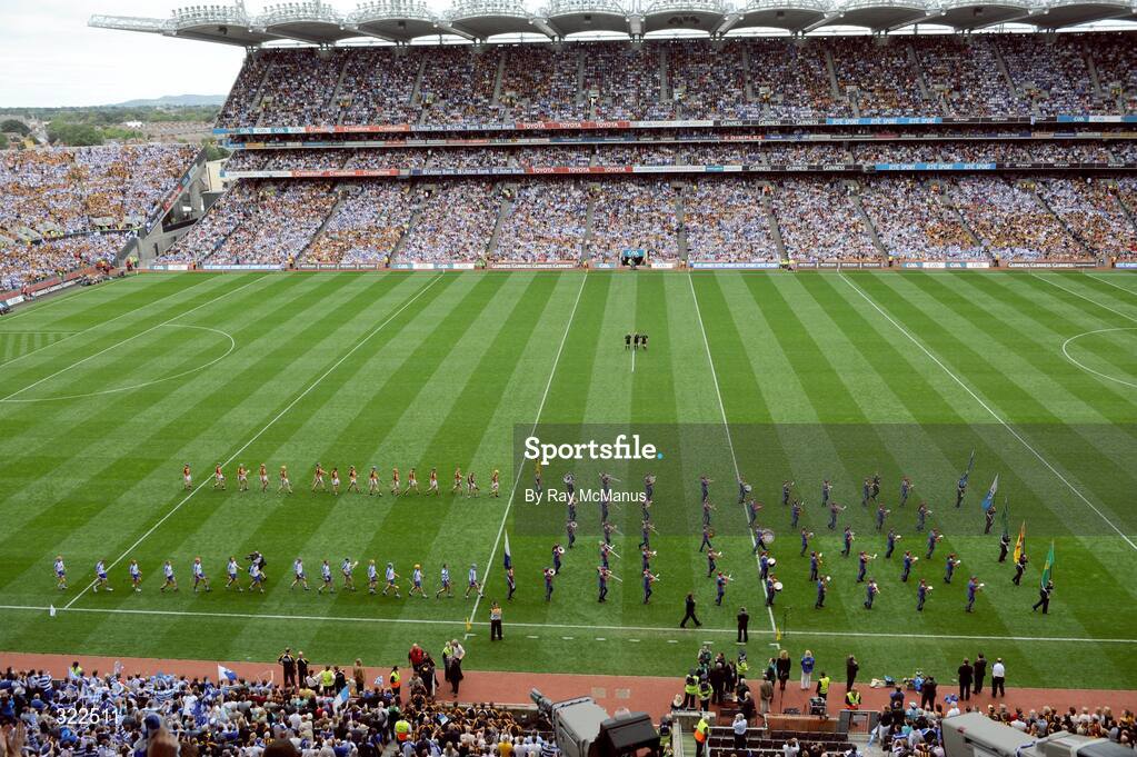 7 September 2008; The Kilkenny and Waterford players march behind the Artane Band during the pre-match parade. GAA Hurling All-Ireland Senior Championship Final, Kilkenny v Waterford, Croke Park, Dublin. Picture credit: Ray McManus / SPORTSFILE