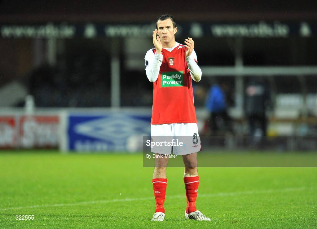 30 September 2008; Keith Fahey, St Patrick's Athletic at the end of the game. UEFA Cup First Round 2nd leg, St Patrick's Athletic v Hertha Berlin, RDS, Dublin. Picture credit: David Maher / SPORTSFILE
