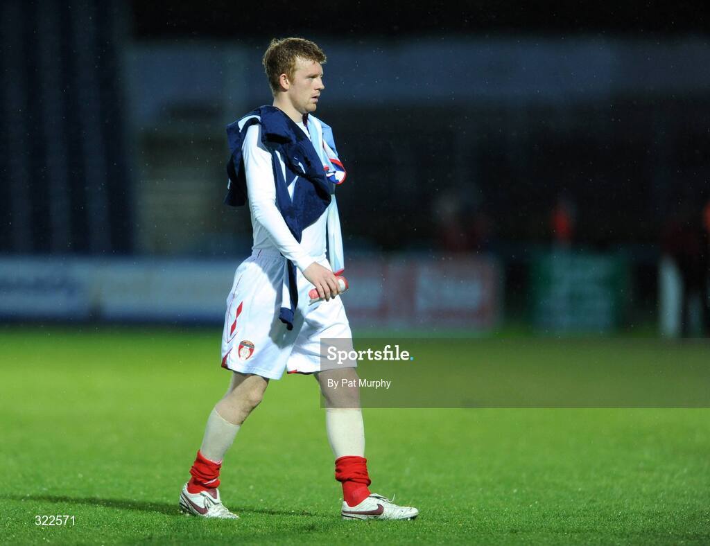 30 September 2008; St. Patrick Athletic's Glen Fitzpatrick shows his disappointment as he leaves the field after the game. UEFA Cup First Round 2nd leg, St. Patrick's Athletic v Hertha Berlin, RDS, Dublin. Picture credit: Pat Murphy / SPORTSFILE
