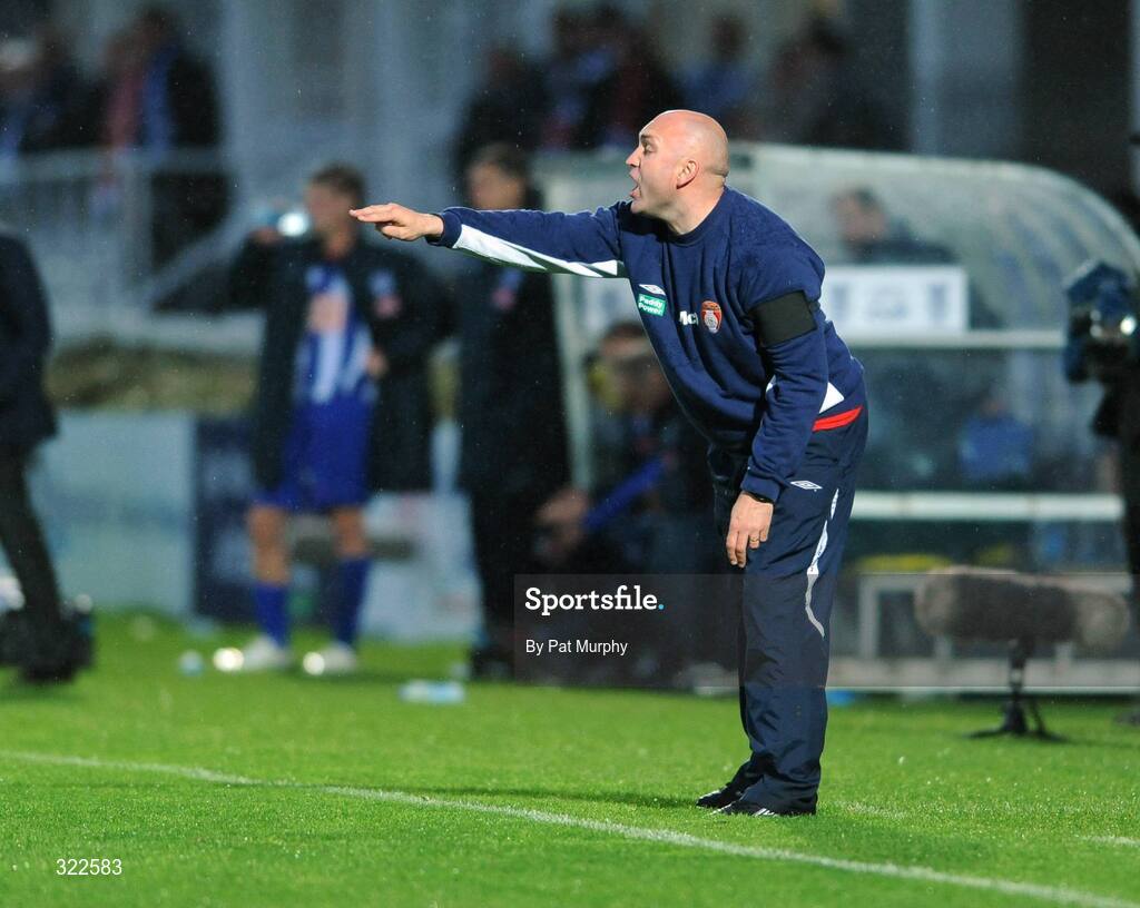 30 September 2008; St. Patrick's Athletic manager John McDonnell issues instructions to his players during the game. UEFA Cup First Round 2nd leg, St. Patrick's Athletic v Hertha Berlin, RDS, Dublin. Picture credit: Pat Murphy / SPORTSFILE