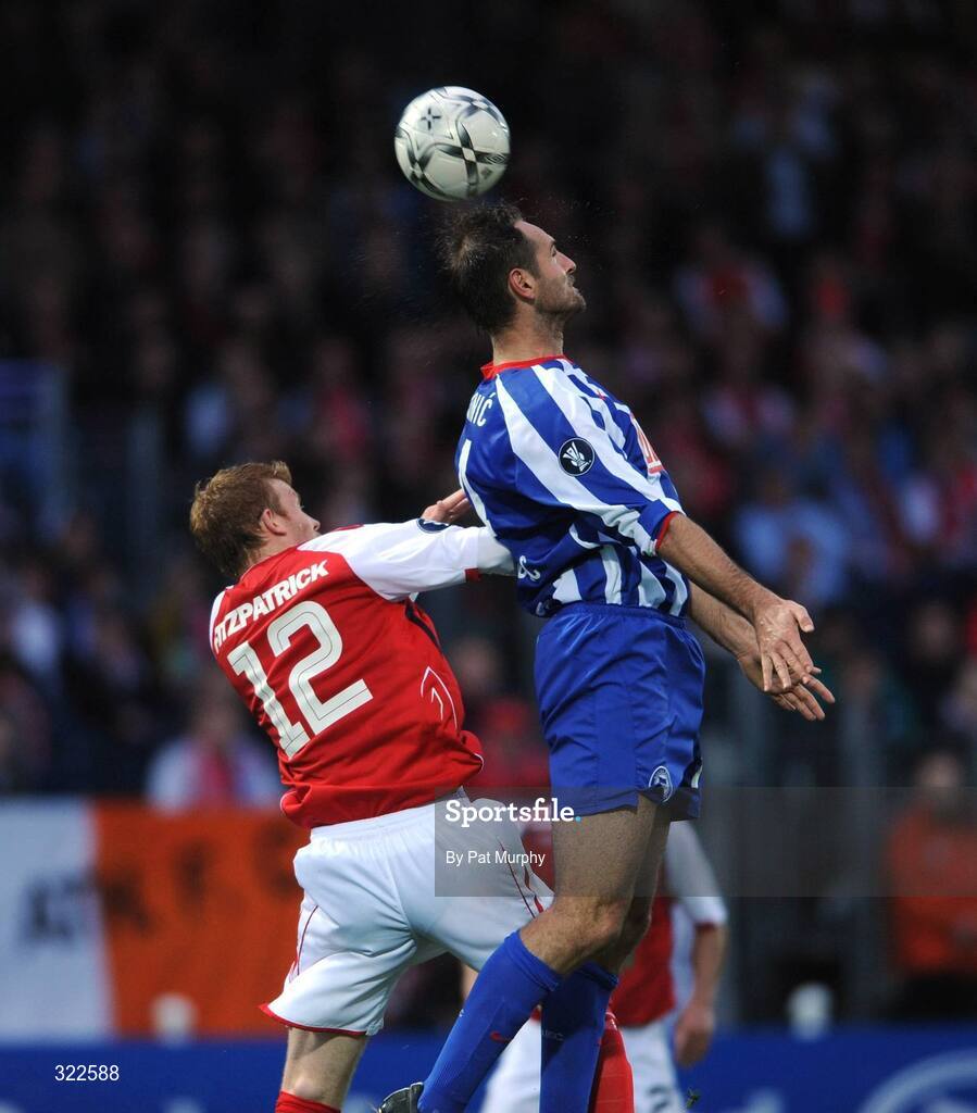 30 September 2008; Josip Simunic, Hertha Berlin, in action against Glen Fitzpatrick, St. Patrick's Athletic. UEFA Cup First Round 2nd leg, St. Patrick's Athletic v Hertha Berlin, RDS, Dublin. Picture credit: Pat Murphy / SPORTSFILE
