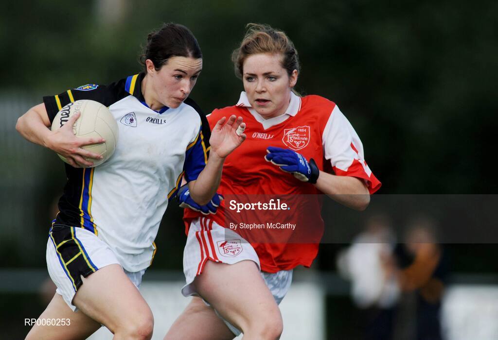 27 September 2008; Sinead Aherne, Naomh Mearnog/St. Sylvester's, Dublin, in action against Breda Morrissey, Fingallians, Dublin. All-Ireland Ladies Football 7's, Senior Championship Semi-Final, Naomh Mearnog, Portmarnock, Dublin. Picture credit: Stephen McCarthy / SPORTSFILE