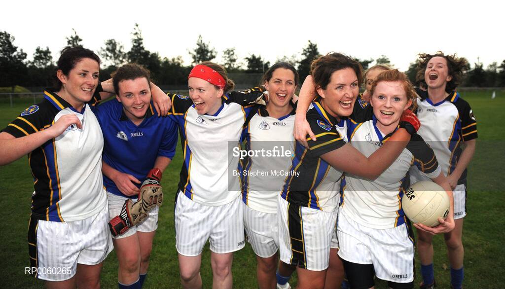 27 September 2008; Naomh Mearnog, St. Sylvester's, Dublin, players celebrate after their side's victory over Clann Eireann, Armagh. All-Ireland Ladies Football 7's, Senior Championship Final, Naomh Mearnog, Portmarnock, Dublin. Picture credit: Stephen McCarthy / SPORTSFILE