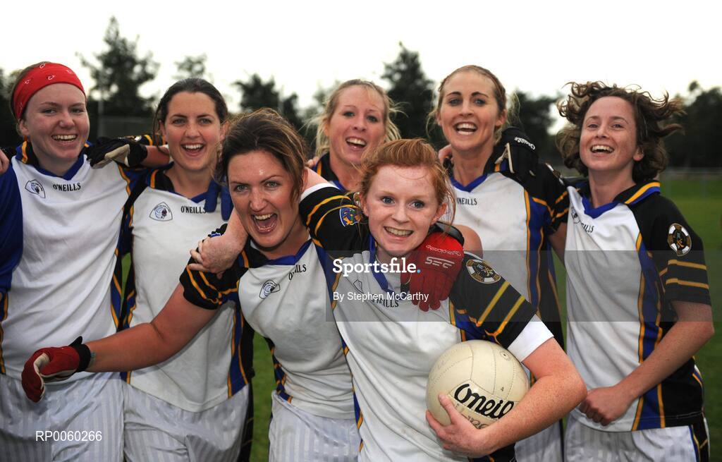 27 September 2008;  Naomh Mearnog/St. Sylvester's, Dublin, players celebrate after their side's victory over Clann Eireann, Armagh. All-Ireland Ladies Football 7's, Senior Championship Final, Naomh Mearnog, Portmarnock, Dublin. Picture credit: Stephen McCarthy / SPORTSFILE