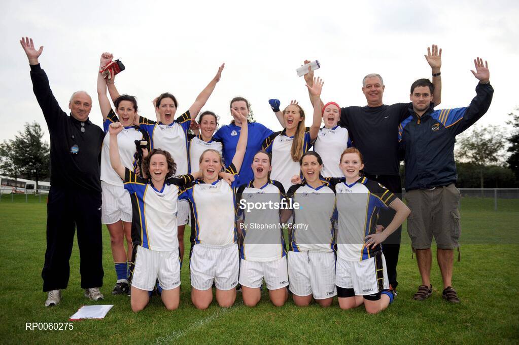 27 September 2008; The Naomh Mearnog/St. Sylvester's, Dublin, team celebrate after winning their victory over Clann Eireann, Armagh. All-Ireland Ladies Football 7's, Senior Championship Final, Naomh Mearnog, Portmarnock, Dublin. Picture credit: Stephen McCarthy / SPORTSFILE