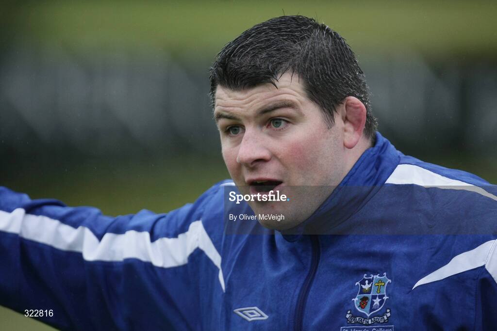 4 October 2008; St. Mary's College coach, Peter Smyth, shouts instructions from the sideline. AIB League Division 1, Dungannon v St Mary's College, Stevenson Park, Dungannon, Co. Tyrone. Picture credit: Oliver McVeigh / SPORTSFILE