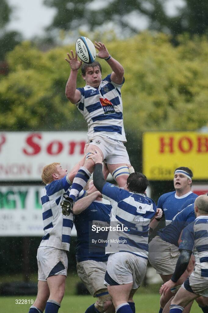 4 October 2008; Thomas Anderson, Dungannon, takes the ball in the lineout. AIB League Division 1, Dungannon v St Mary's College, Stevenson Park, Dungannon, Co. Tyrone. Picture credit: Oliver McVeigh / SPORTSFILE