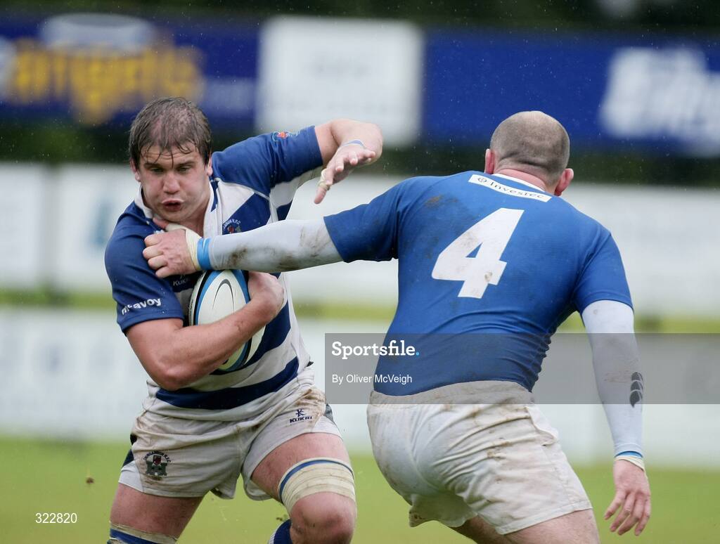 4 October 2008; Thomas Anderson, Dungannon, in action against Gareth Logan, St. Mary's College. AIB League Division 1, Dungannon v St Mary's College, Stevenson Park, Dungannon, Co. Tyrone. Picture credit: Oliver McVeigh / SPORTSFILE