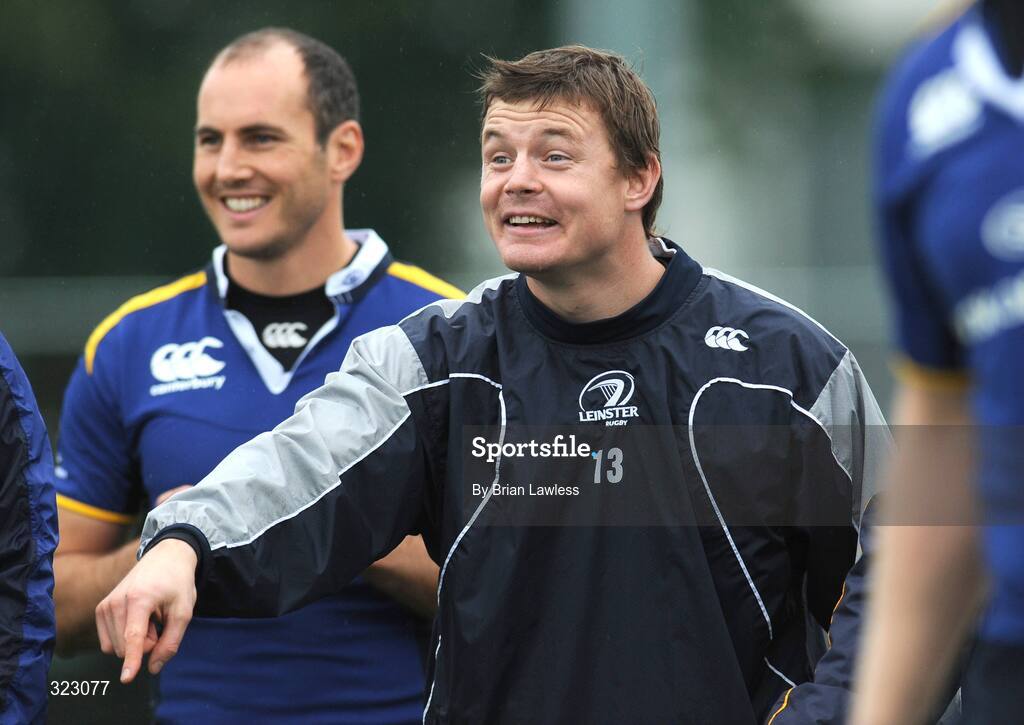 7 October 2008; Brian O'Driscoll and Girvan Dempsey, left, during a Leinster rugby squad training session. UCD, Dublin. Picture credit: Brian Lawless / SPORTSFILE