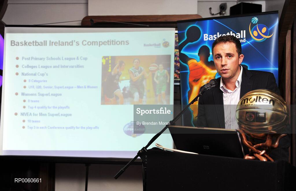 2 October 2008; Basketball Ireland Superleague manager Karl Donnelly speaking at the launch of the 2008 Basketball Ireland domestic season. Temple Bar Hotel, Dublin. Picture credit: Brendan Moran / SPORTSFILE