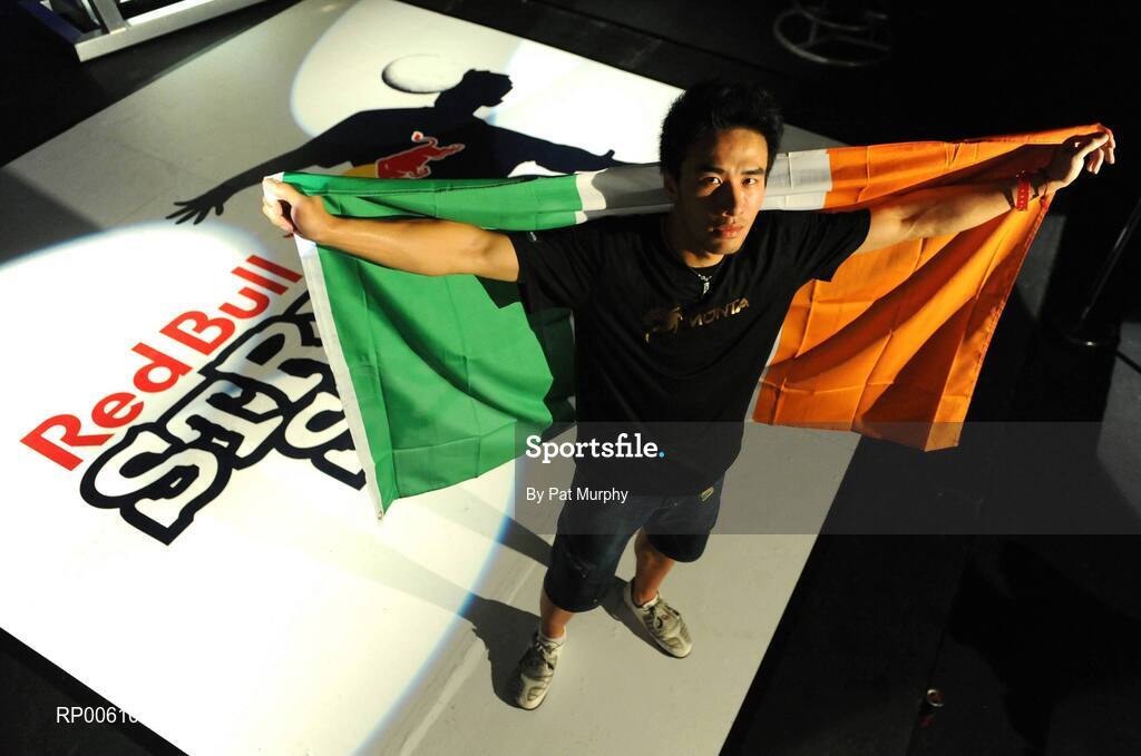 4 October 2008; Nam 'Nam the Man' Nguyen, from Vietnam, celebrates after winning The Red Bull Street Style (Freestyle Football) Irish Qualifier. The winner of the qualifier will represent Ireland in the Red Bull World Street Style event, which will be held in Brazil in November. Andrews Lane Theatre, Dublin. Picture credit: Pat Murphy / SPORTSFILE