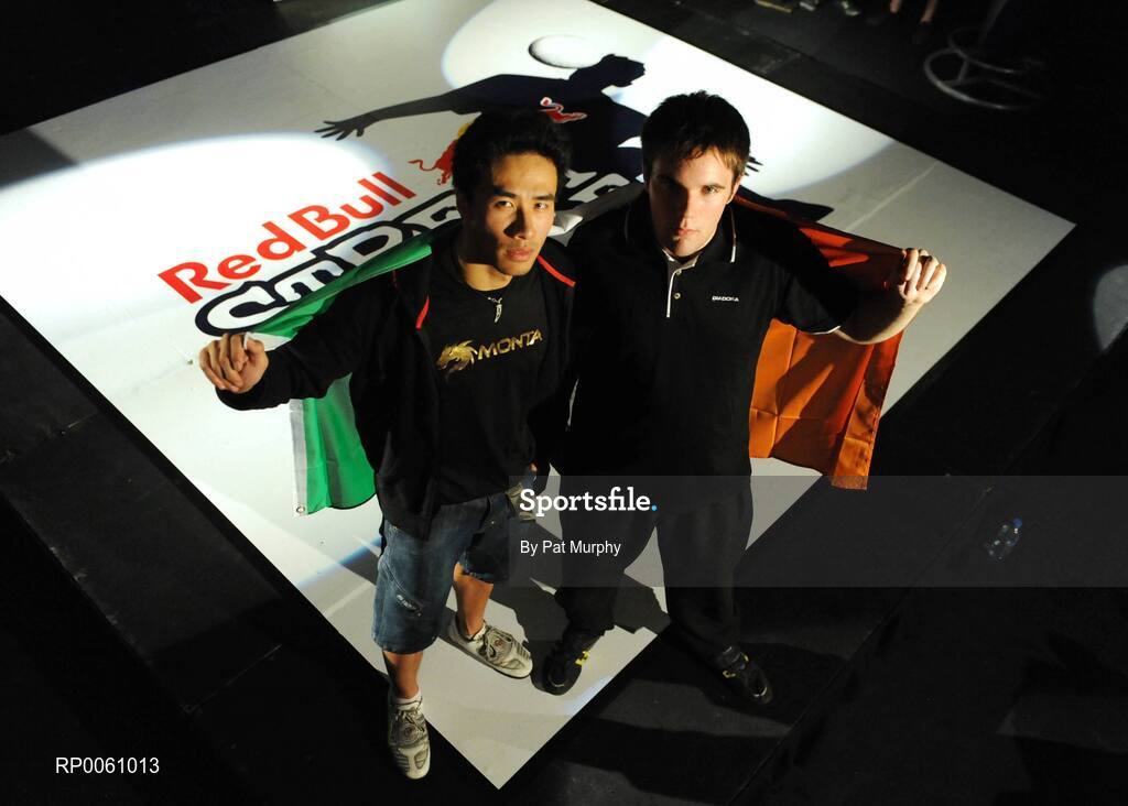 4 October 2008; Laurence Murphy, Mayo, with eventual winner Nam 'Nam the Man' Nguyen, Dublin, left, after The Red Bull Street Style (Freestyle Football) Irish Qualifier. The winner of the qualifier will represent Ireland in the Red Bull World Street Style event, which will be held in Brazil in November. Andrews Lane Theatre, Dublin. Picture credit: Pat Murphy / SPORTSFILE
