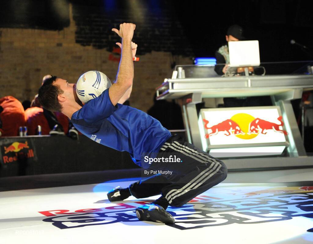4 October 2008; Gary Warren from Ashbourne, Co. Meath, in action during The Red Bull Street Style (Freestyle Football) Irish Qualifier. The winner of the qualifier will represent Ireland in the Red Bull World Street Style event, which will be held in Brazil in November. Andrews Lane Theatre, Dublin. Picture credit: Pat Murphy / SPORTSFILE