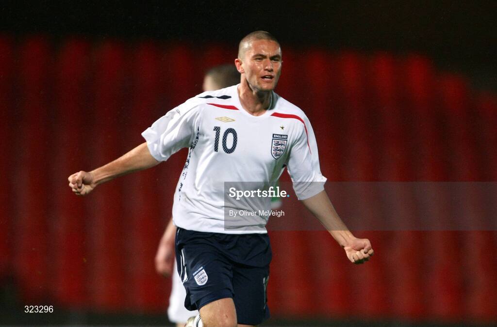 10 October 2008; England's Henri Lansbury celebrates after scoring his side's goal. UEFA Under 19 European Championships Qualifying Round, Northern Ireland v England, Windsor Park, Belfast. Picture credit: Oliver McVeigh / SPORTSFILE
