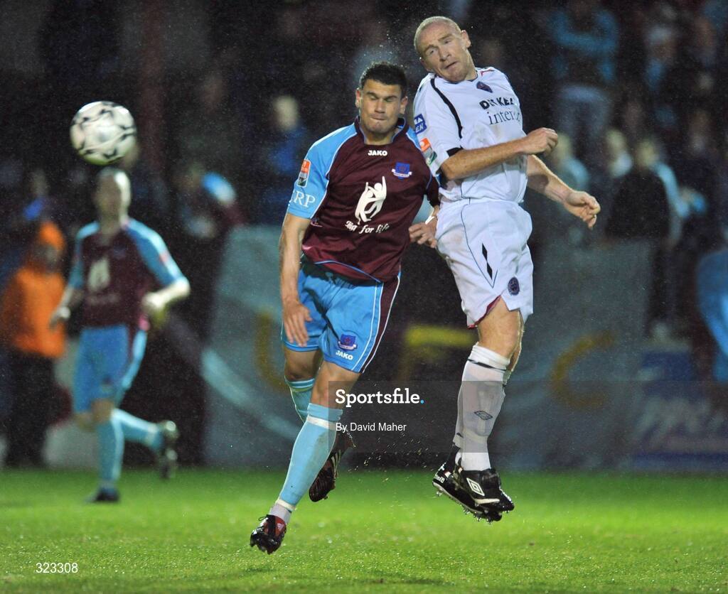 10 October 2008; Glen Crowe, Bohemians, in action against John Tambouras, Drogheda United. eircom League Premier Division, Drogheda United v Bohemians, United Park, Drogheda. Picture credit: David Maher / SPORTSFILE