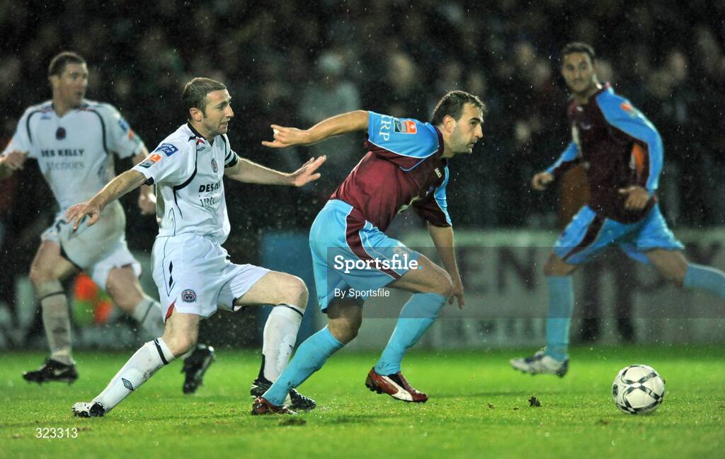 10 October 2008; Fahrudin Kuduzovic, Drogheda United, in action against Owen Heary, Bohemians. eircom League Premier Division, Drogheda United v Bohemians, United Park, Drogheda. Photo by Sportsfile