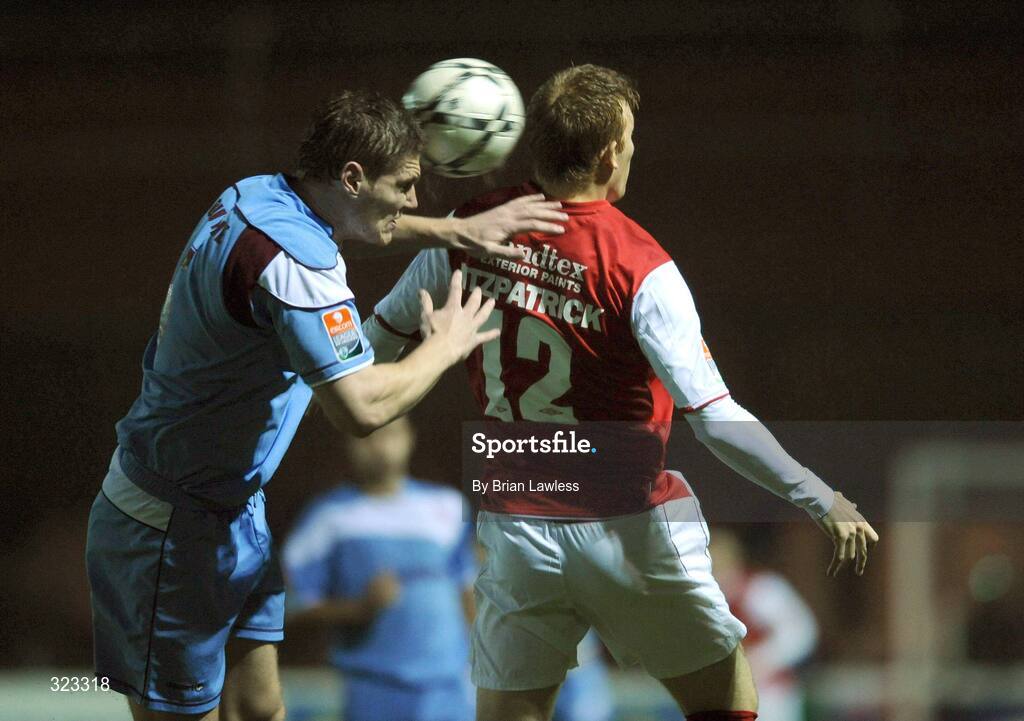 10 October 2008; Shane Guthrie, Cobh Ramblers, in action against Glenn Fitzpatrick, St Patrick's Athletic. eircom League Premier Division, St Patrick's Athletic v Cobh Ramblers, Richmond Park, Dublin. Picture credit: Brian Lawless / SPORTSFILE