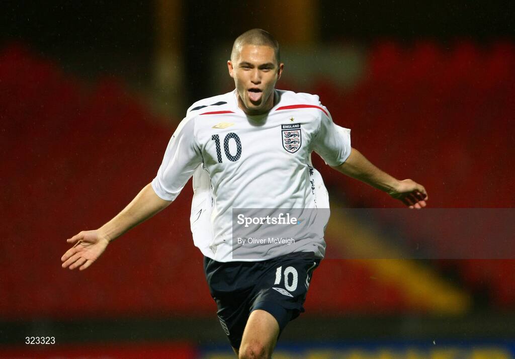 10 October 2008; England's Henri Lansbury celebrates after scoring his side's second goal. UEFA Under 19 European Championships Qualifying Round, Northern Ireland v England, Windsor Park, Belfast. Picture credit: Oliver McVeigh / SPORTSFILE