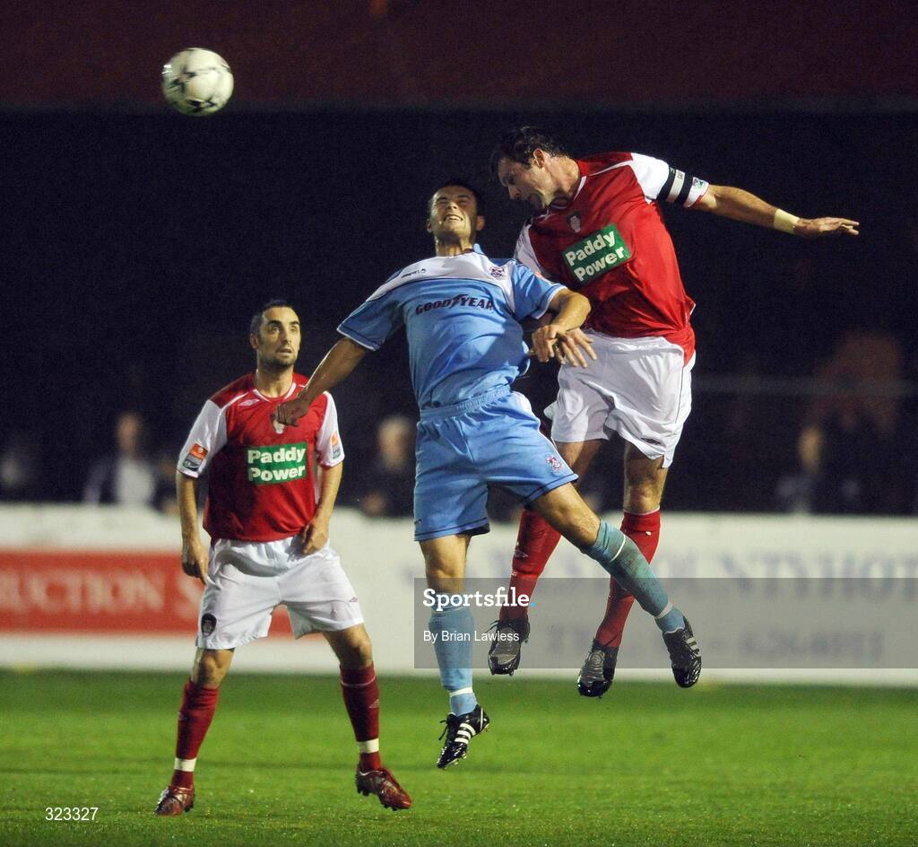 10 October 2008; Jamie Harris, St Patrick's Athletic, in action against John Kearney, Cobh Ramblers. eircom League Premier Division, St Patrick's Athletic v Cobh Ramblers, Richmond Park, Dublin. Picture credit: Brian Lawless / SPORTSFILE
