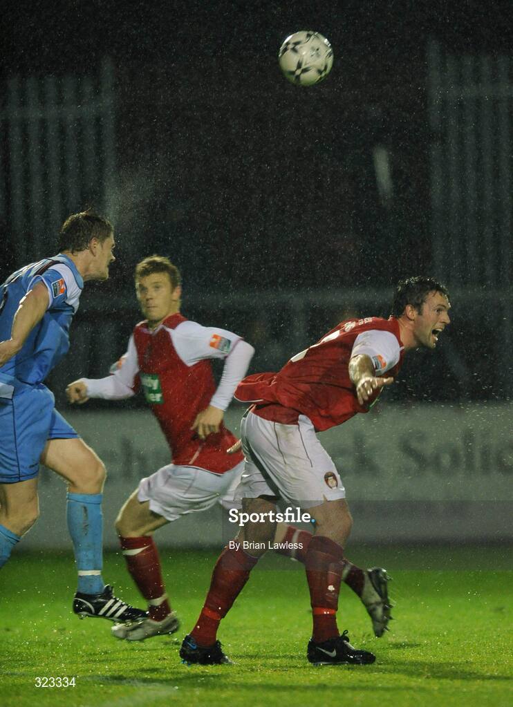 10 October 2008; Jamie Harris, St Patrick's Athletic, in action against Shane Guthrie, Cobh Ramblers. eircom League Premier Division, St Patrick's Athletic v Cobh Ramblers, Richmond Park, Dublin. Picture credit: Brian Lawless / SPORTSFILE