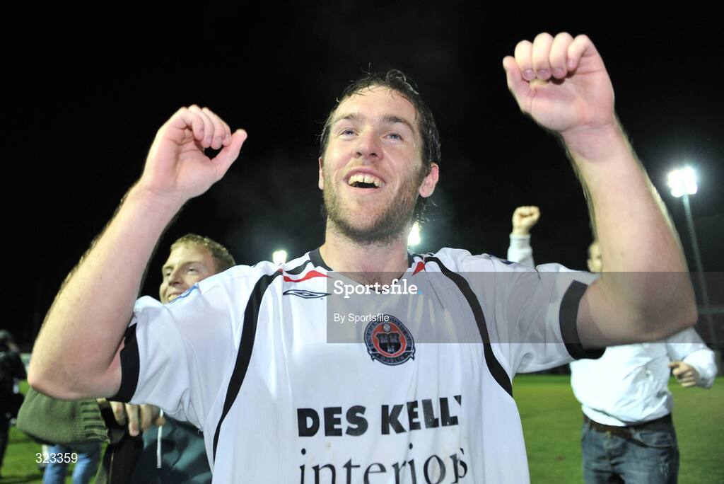 10 October 2008; Mark Rossiter, Bohemians, celebrates at the end of the game. eircom League Premier Division, Drogheda United v Bohemians, United Park, Drogheda. Photo by Sportsfile