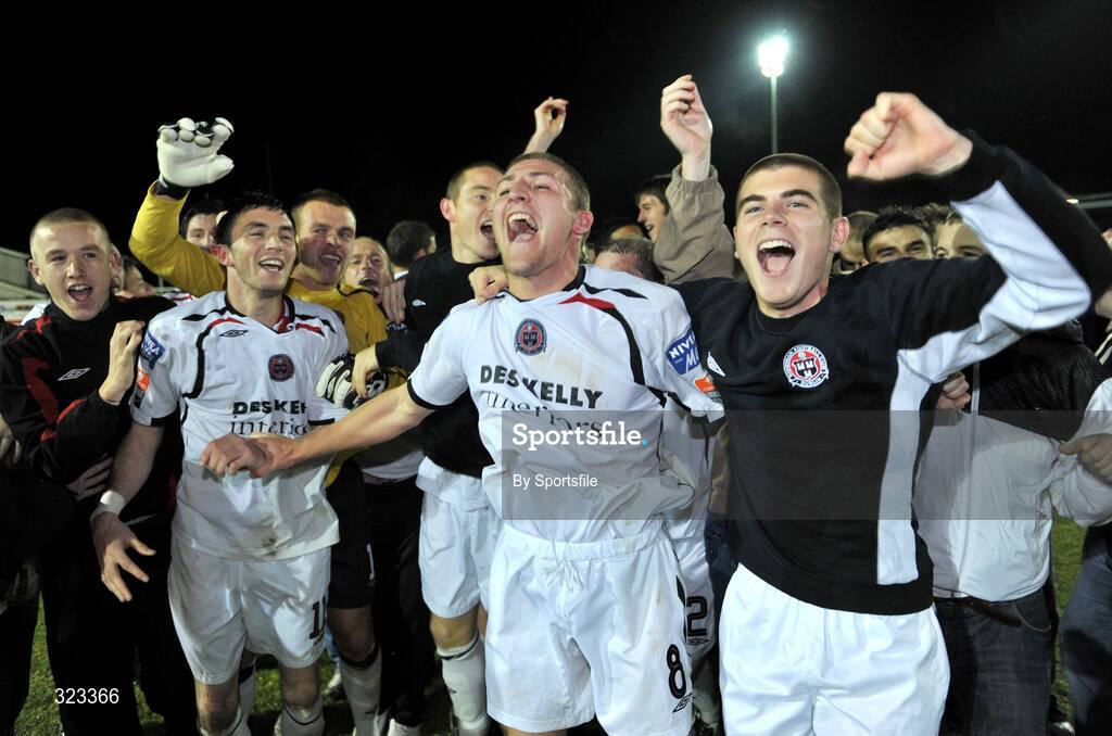 10 October 2008; Bohemians players celebrate at the end of the game. eircom League Premier Division, Drogheda United v Bohemians, United Park, Drogheda. Photo by Sportsfile
