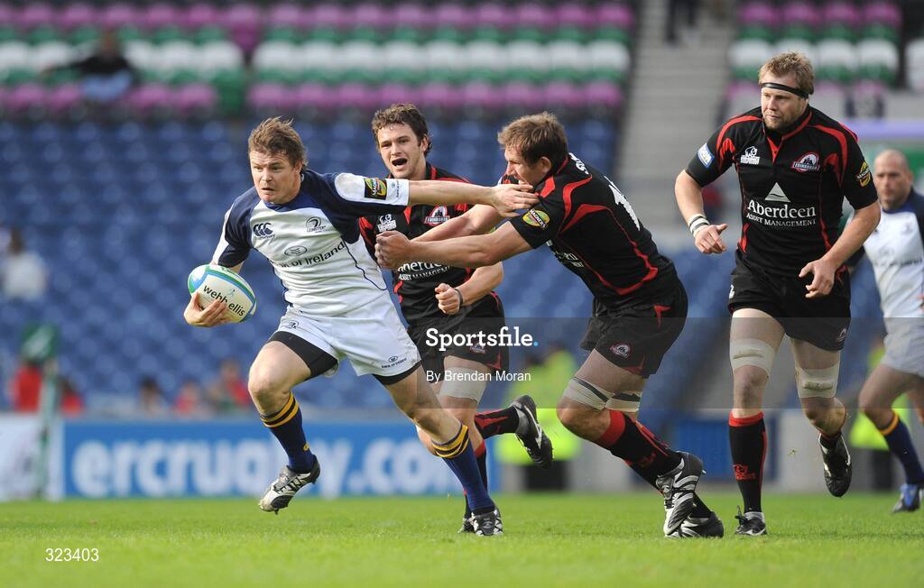 11 October 2008; Brian O'Driscoll, Leinster, breaks through the tackle of Ben Gissing, Edinburgh. Heineken Cup, Pool 2, Round 1, Edinburgh v Leinster, Murrayfield, Edinburgh, Scotland. Picture credit: Brendan Moran / SPORTSFILE
